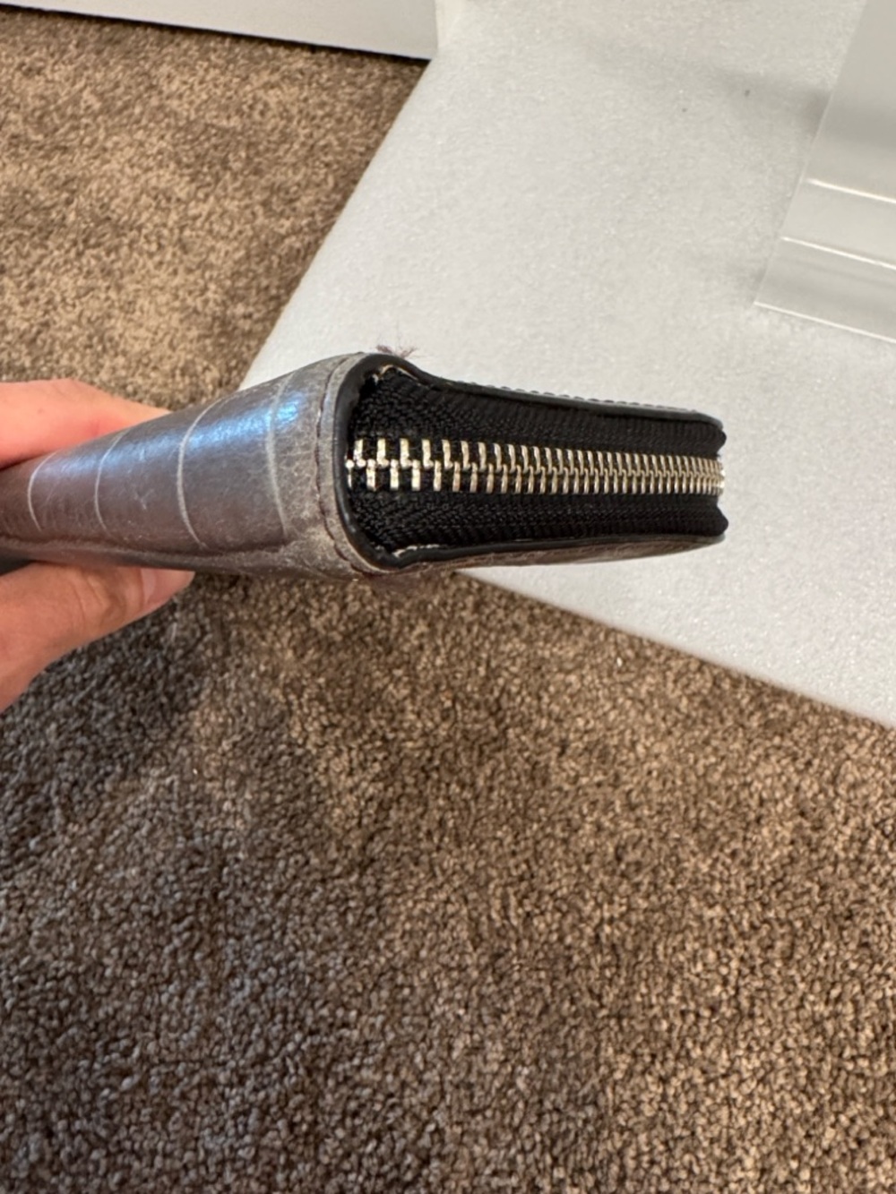 COACH gray Croc-Embossed Zip Wallet - Picture 3 of 6